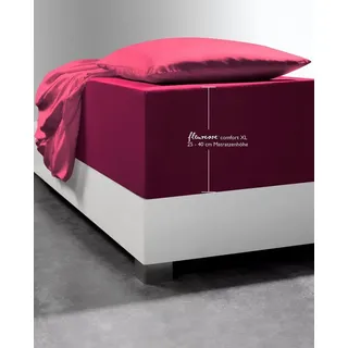 FLEURESSE Spannbettlaken Mako-Jersey 90 x 200 - 100 x 220 cm himbeere