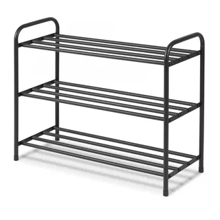 Massido Schuhregal 3 Ebenen Schuhschrank Schuhständer 26 x 66 x 53 cm 12 Paar Schuhe Stahl Pulverbeschichtet Leicht Schwarz