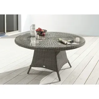 Gartentisch Destiny LUNA Ø120x75cm, mit aufgelegter Glasplatte, vintage grau