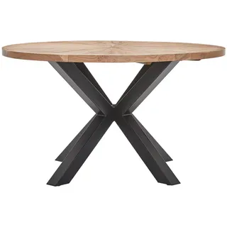 Livetastic Esstisch , Schwarz, Akaziefarben , Holz, Metall , Akazie , vollmassiv , Holz , rund , Sternfuß , 130x76x130 cm , Esszimmer, Esstische, Esstische rund