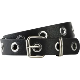 Hüftgürtel BONPRIX, Damen, Gr. 90, schwarz (schwarz, silberfarben), Obermaterial: 100% Polyurethan, Gürtel Hüftgürtel, aus Polyurethan, bequeme Passform, mit dekorativen Ösen, Topseller