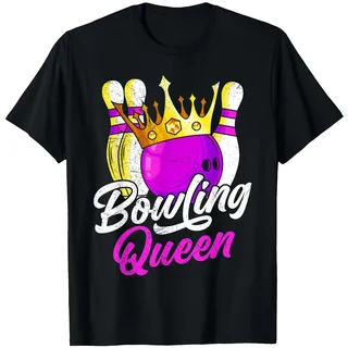 Bowling Queen Bowlingspieler Damen Outfit Bowler Bowling T-Shirt