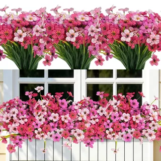 Famibay 12 Bündel Künstliche Blumen Balkon Kunstblumen Wie Echt Kunstpflanze Outdoor Wetterfest Künstlich Blumen Deko Frühling Balkonpflanzen für Balkonkasten Innen Outdoor