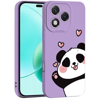 ILING Liquid Silikon Hülle für Honor 400 Lite 5G, Ultradünne Elegant Blumen und Niedliches Cartoon Muster Damen Handyhülle, Weich TPU Bumper Stoßfest Schutzhülle (Violett Q13)