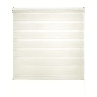 Decorblind Doppellagiges Rollo für Nacht und Tag, Montage an Wand oder Decke, Maße: Breite 80 x Länge 180 cm, Maße Stoff: 77 x 175 cm, Ecru, Nacht- und Tagesfenster