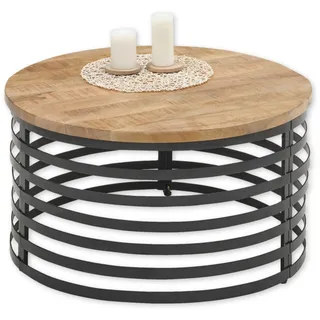 Stolkom Couchtisch Massivholz Mango rund, Wohnzimmertisch, BxH 80x40 cm (B/H/T)