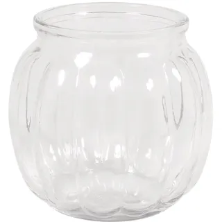 Rayher 46043000 Glas Vase, bauchig mit Rillen, 12x12x11cm, 700ml, Öffn