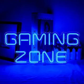 ineonlife Gaming Zone Neon Schild Blau LED Gaming Neon Licht für Wand Dekor Brief LED Schild Zeichen für Spielraum, Spiel Zone, Mann Höhle, Geschenke für Gamer, Jungen, Männer