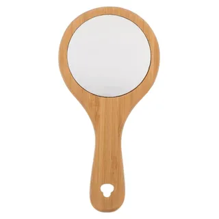 Tragbarer Handspiegel aus Holz mit Griff, runder Kosmetikspiegel für Damen, hochauflösender Make-up Spiegel für Zuhause, Reisen und Hautpflege