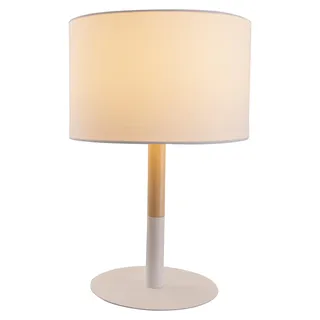 Tischlampe Wohnzimmer Holz Nachttischlampe Schlafzimmer Stoff Weiß 3184323 - Weiß