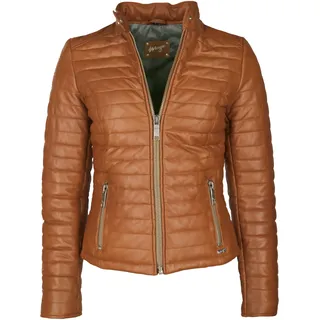 Kurzjacke MAZE "Lederjacke Sota", Damen, Gr. L, braun (cognac), Obermaterial: 100% Lammleder LEL. Futter: 100% Polyester PES., Jacken Kurzjacke