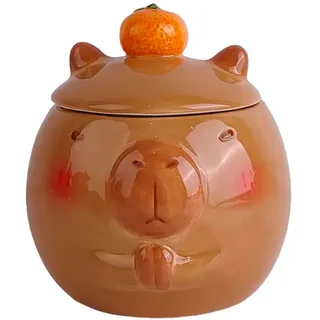 Ambia Home Dose , Braun, Orange , Keramik , Tierform , 12x13.2x12.8 cm , Lfgb , Küchenzubehör, Vorratsbehälter, Vorratsdosen