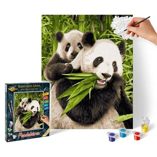 Schipper 609240712 Malen nach Zahlen - Pandabären - Bilder malen für Erwachsene, inklusive Pinsel und Acrylfarben, 24 x 30 cm