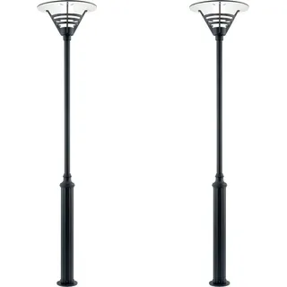 2er Set Konstsmide Mastleuchte 220cm, Gartenlaterne schwarz, Straßenlaterne