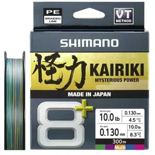 Shimano Fishing Shimano Kairiki 8+, 300m, 0,13mm, 8.3kg / 18,3lbs, mehrfarbig, 8-fach Geflochtene Schnüre, LDM68XE1013030M