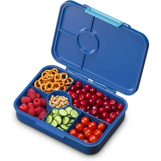 schmatzfatz Bento-Box für Kinder - BPA-frei, Auslaufsicher, 4-6 Fächer, Modular, Spülmaschinenfest, Brotdose für Kindergarten, Vesperbox, Snackbox, Navy Space, 20,8 x 4,5 x 15 cm