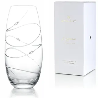 Brilant Serpent Glasvase, Elegante Blumenvase, Deko Glas, 1 Stück, 25 cm | Glasvase Zylinder, Tulpenvase, Geschenke für Frauen, eingraviertes Wirbel-Design, Premium-Kristallakzente, EU handgefertigt