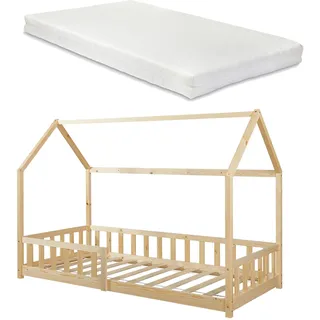 [en.casa] Hausbett Hesel 90 x 200 cm Kiefer naturbelassen beige