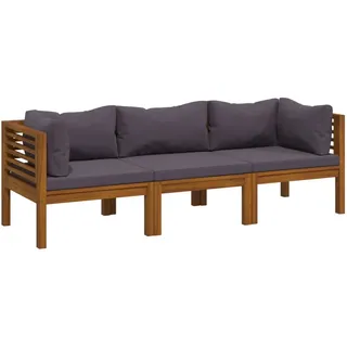 vidaXL 3-Sitzer-Gartensofa mit Auflage Akazie Massivholz - Grau