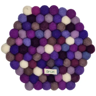 Grült Home Topfuntersetzer - Filz untersetzer für Tassen, Töpfe, Pfannen und Tassen handgefilzt in Nepal (Lila, Hexagonal 20 cm)