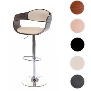 Barhocker HWC-A47, Barstuhl, Holz Bugholz Retro-Design ~ grau, Kunstleder creme