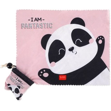 Legami - Reinigungstuch für Gläser und Bildschirme mit Hülle, für kristalline Linsen, auch geeignet für Smartphone, Tablet, PC und Kamera, 19 x 15 cm (geöffnet), Panda-Thema