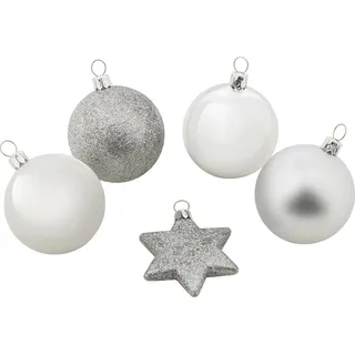 Weihnachtskugel-Set 50-teilig Silber