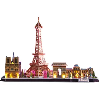 Party town 3D Puzzle Kinder - Paris LED City Line | 3D Puzzle Erwachsene Eiffelturm | Modellbausatz Erwachsene | Geschenk Für Kinder Ab 8 Jahre | 115 Stücke | DIY