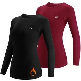 MEETWEE Thermounterwäsche Funktionsunterwäsche Damen, Skiunterwäsche Winter Set Atmungsaktiv Lange Thermo Unterwäsche Tops Thermowäsche Unterhemd