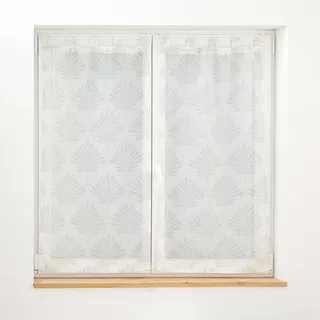 Douceur d'Intérieur Levita Schlaufenvorhang, durchscheinend, 2 Stück (2 x 60 x 120 cm), Weiß, gewebter Voile mit Applikationen