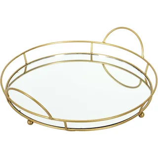 HOME DECO FACTORY Spiegel-Präsentiertablett 34 cm Tischkultur Gold | Eisenmetall, Spiegel-Präsentiertablett, 34 cm, Tischkultur, eleganter Service, Empfänge, Gold