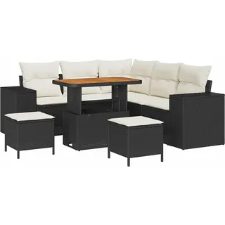vidaXL Garten-Sofa-Set 8 pcs Schwarz und Creme 90 x 55 x 71 cm - Schwarz