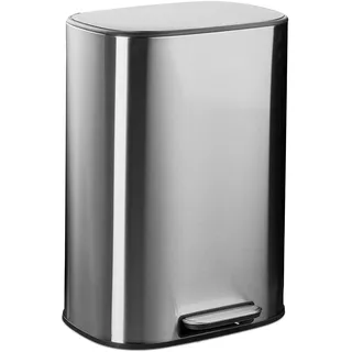 Relaxdays Mülleimer 50 l Silber