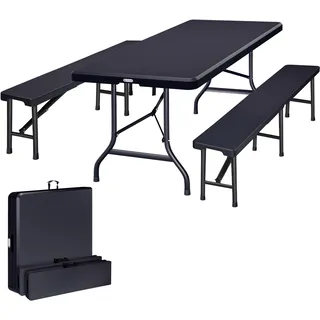 Bierzeltgarnitur 3-tlg Kunststoff Anthrazit 180cm