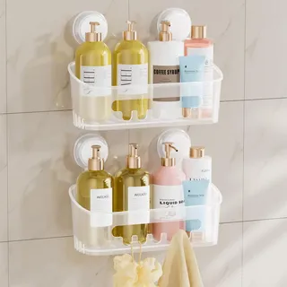 TAILI Duschablage Saugnapf ohne Bohren Duschorganizer Duschregal Saugnäpfe Duschgel Halterung Abnehmbar Belastbarkeit 10 KG Wasserdicht Badregal mit Saugnapf für Shampoo und Duschgel