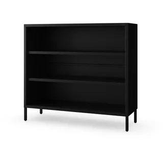 Jan Nowak Niedriges Bücherregal Metall - Luca | 2 Verstellbare Ablagen, Industrial Style | Standregal für Wohnzimmer, Schlafzimmer, Kleines Regal, Buchregal Glitzernd | 100 x 90 x 35 cm | Schwarz