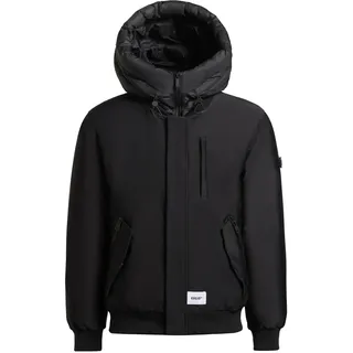 Outdoorjacke KHUJO "Outdoorjacke Clemat", Herren, Gr. M, schwarz, Obermaterial: 87% Polyester PES. 13% Elasthan EL.  Obermaterial: Futter: 100% Nylon NY. 100% Polyester PES., regular fit, hoch geschlossener Ausschnitt, Ärmel ohne Ärmelschlitz Rippbündchen, Jacken Outdoorjacke, Warme Winterjacke mit abnehmbarem Inlayer