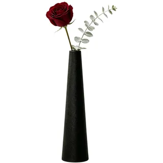 Kleine Keramikvase – 21,6 cm hohe konische Blumenvase mit einem Stiel – schwarzer dekorativer Blumenaufsatz für Hochzeit, Büro, Zuhause
