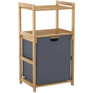 Fexplendid Wäschekorb Regal Bambus, Wäschesammler, 80X43X33cm, Fächer von 50L, wäschesortierer & Laundry Baskets Clothes Racks für Badezimmer, mit 2 Regalen