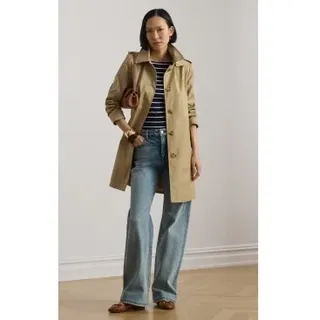 Lauren Ralph Lauren für Damen. 297967121002 Beigefarbener Schottenkaro-Mantel aus Baumwollmischung (XXL), Lässig, Baumwolle