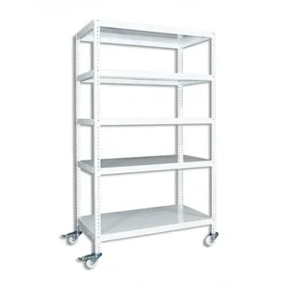 Biedrax Regal mit Rollen Biedrax, weiss - 75 x 150 x 190 cm, 5 Fachböden