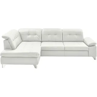 Beldomo Speed Ecksofa , Weiß , Metall , Echtleder , Rindleder , Ottomane links, nicht einzeln stellbar, L-Form , 309x211 cm , Goldenes M , Typenauswahl, Bettkasten erhältlich, Fußauswahl, Lederauswahl, Stoffauswahl, Sitzqualitäten, seitenverkehrt erhältlich, Bettfunktion erhältlich, Hocker erhältlich, Rückenfutter , Wohnzimmer, Sofas & Couches, Wohnlandschaften, Ecksofas
