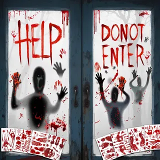 Blutige Fensteraufkleber, 10pcs Gruselige Fenster deko, halloween Deko Fensterbilder, Halloween deko Gruselig fenster, Blutige halloween Sticker, für fenster, Wand, Spukhaus, Gartendekoration