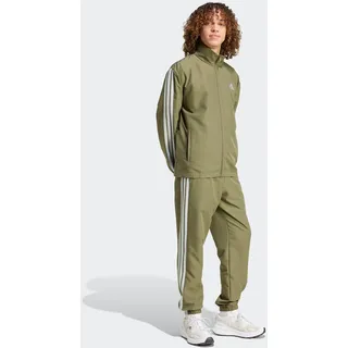 Trainingsanzug ADIDAS SPORTSWEAR "3-STREIFEN WOVEN", Herren, Gr. XXL, grün (olive strata), Obermaterial: 100% Polyester, Sportanzüge Trainingsanzug, zweiteiliges Set, aus Polyester, mit durchgehendem Reißverschluss