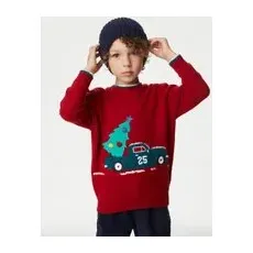 M&S Collection Pullover mit Weihnachtsbaummotiv (2-8 J.) - Red, Red, 5-6 Jahre