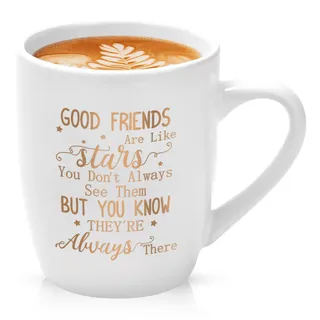 Joymaking Tasse Geschenk beste Freundin Geburtstag Geschenke, personalisiert Marmor Tasse Geschenk für Freundin - Good friends are like stars - beste Freundinnen Geschenk 12oz weiß