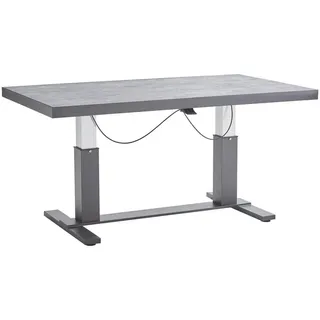 Amatio Loungetisch , Anthrazit, Hellgrau , Metall, Glas , rechteckig , Säule , 80x50-70x141 cm , höhenverstellbar , Gartenmöbel, Gartentische, Loungetische