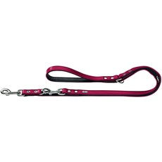 HUNTER BASIC Verstellbare Führleine für Hunde, beschichtetes Spaltleder, Kunstleder, witterungsbeständig, 1,8/200 cm, rot