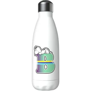 Snoopy Wasserflasche aus Edelstahl, luftdicht, Buchstabe B Mehrfarbig, 550 ml, Weiß, offizielles Produkt (CyP Brands)