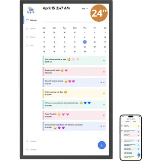 Dragon Touch 24'' Digitaler Kalender Wand - 1920*1080 FHD Elektronischer Wandkalender Familienplaner mit 32GB Speicher und Wandmontierte Drehhalterung, Touchscreen Intelligenter Tischkalender-Schwarz